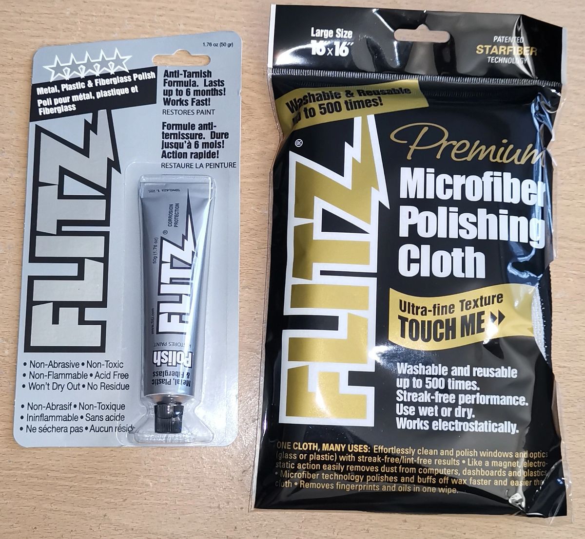Flitz Metal Plastic and Fiberglass Paste polish 1.76oz / 50g + Flitz